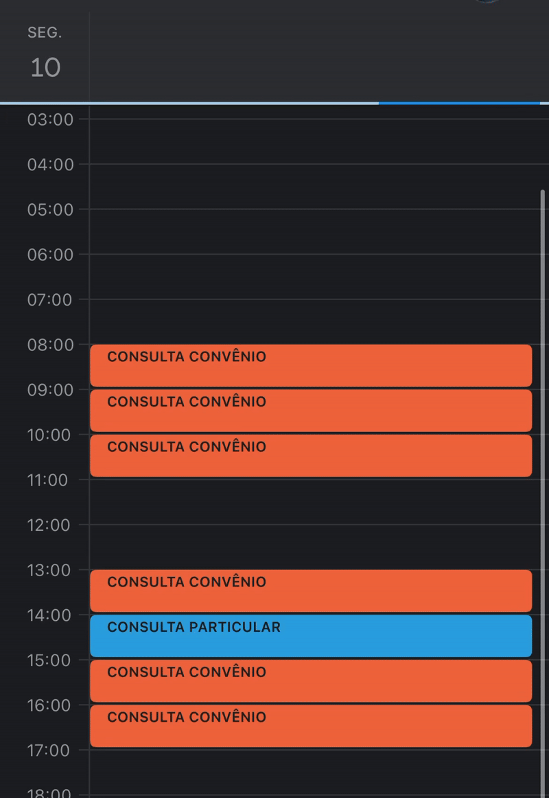 Agenda cheia de consultas de convênio